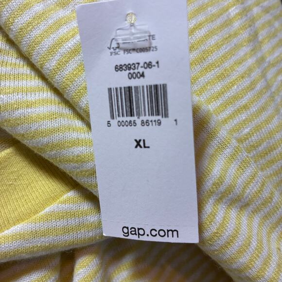 GAP Tee T-Shirt Men's XL Relaxed 56% Linen Blend Yellow White Stripes - Picture 3 of 5